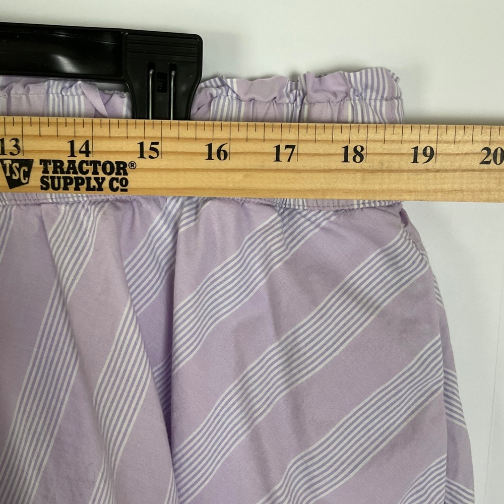 Aerie Lavender White Striped Button Front Skort XL Mini Elastic Waist Cotton - Picture 5 of 10